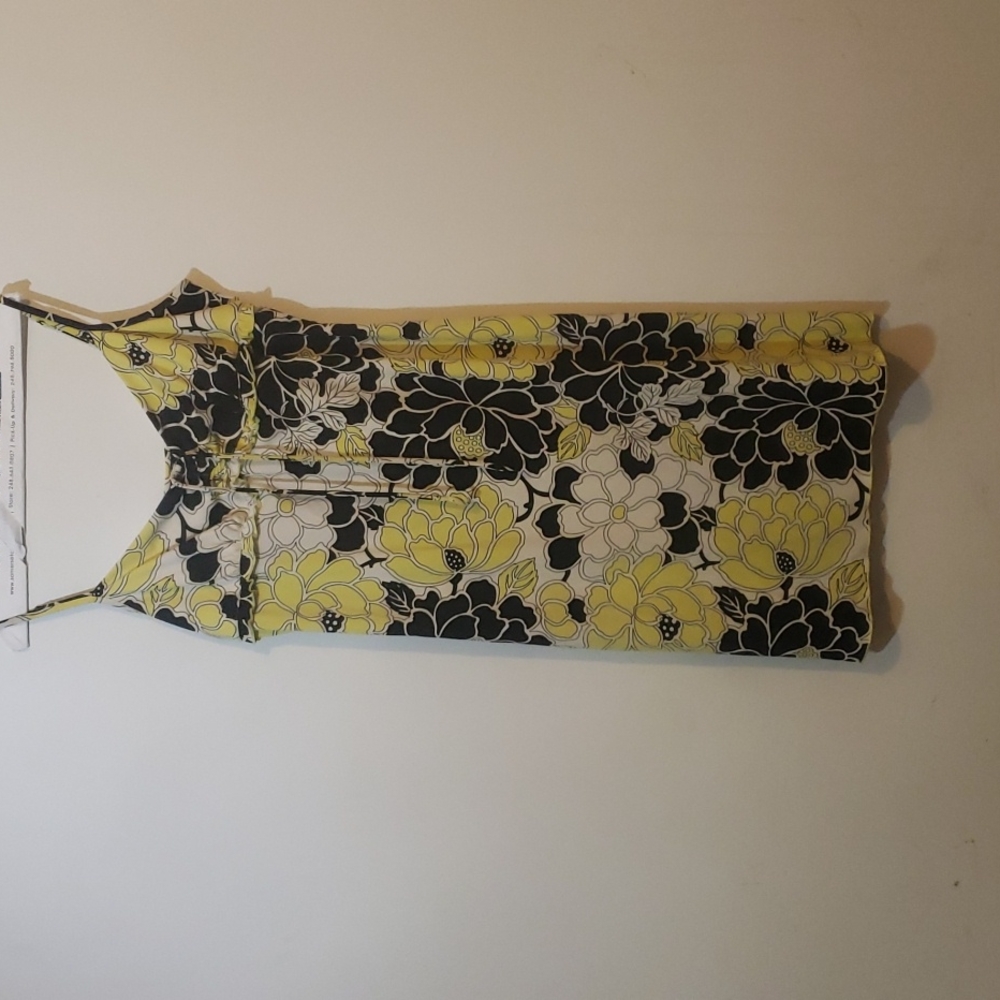 Parallel Yellow and Black Floral Midi Dress XL